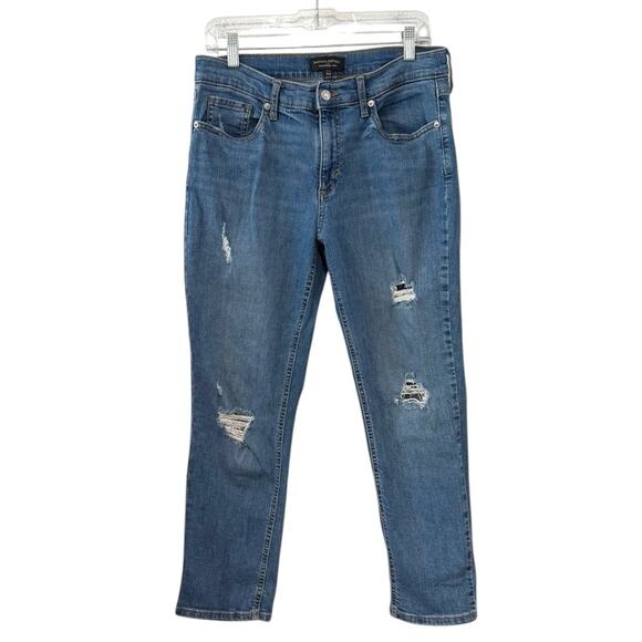 Banana Republic 29 8 petite Girlfriend Distressed Medium Wash Cropped Jeans - Picture 1 of 4